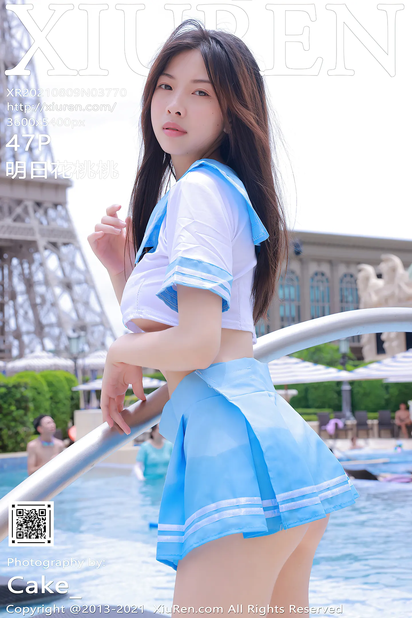 [XiuRen秀人网]VOL.3770 模特明日花桃桃澳门旅拍户外泳池性感水手服秀完美身材诱惑写真47P-秀人网官方网站